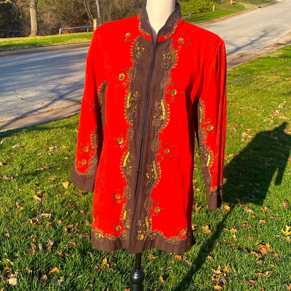 Chico’s heavily embellished jacket